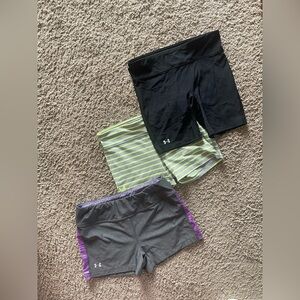 Under Armour Women's Black, Gray & Lime Athletic Shorts Trio